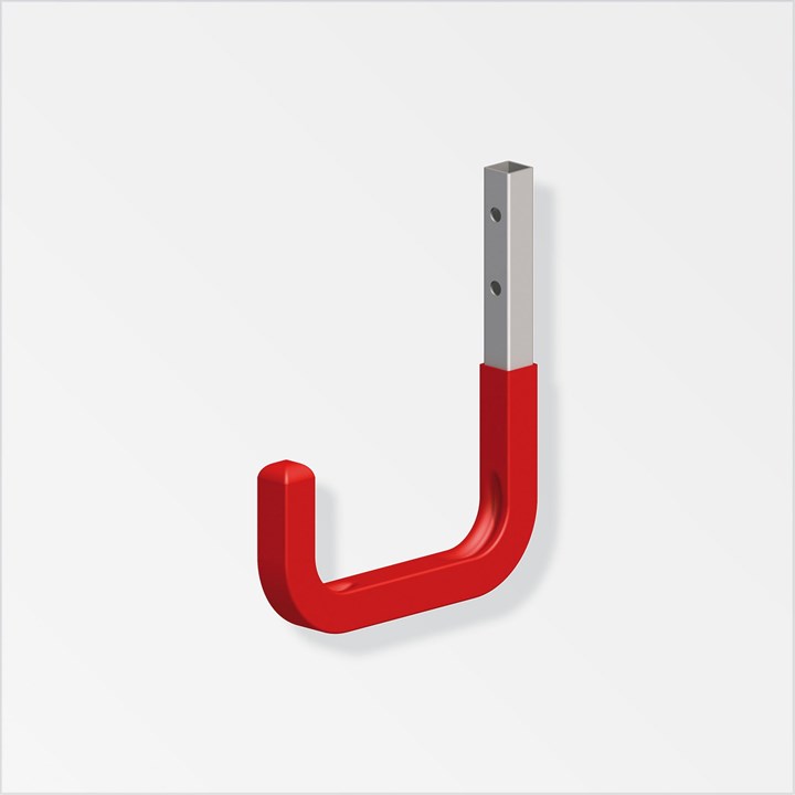 alfer® Steel Galvanised Wall Hook 150 x 210mm Red