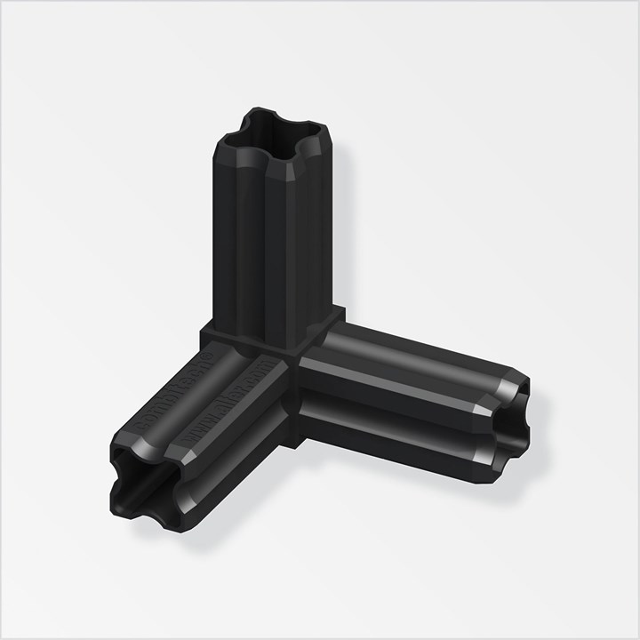 alfer PVC 3 Way Corner Connector 23.5mm Black