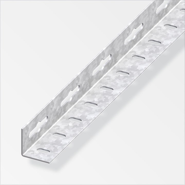 alfer® Steel Galvanised Angle (slotted) 35.5 x 35.5 x 1.5mm x 1m