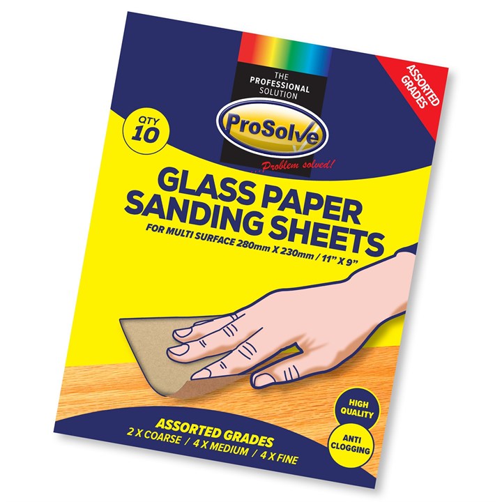 ProSolve Assorted Glass Sand Paper Sheets 9x11"