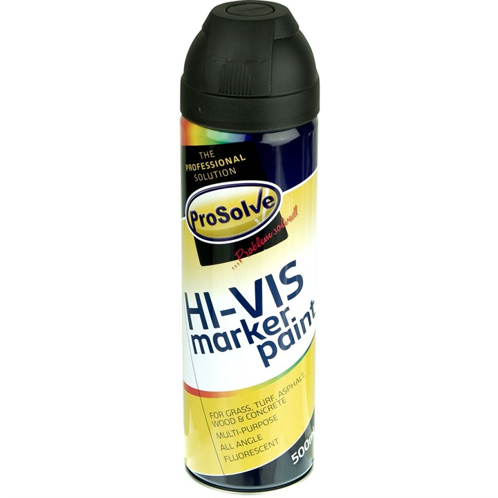 ProSolve HI-VIS Fluorescent (With Swivel Safety Cap) Paint Aerosol 500ml Flour. Black