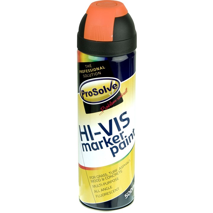 ProSolve HI-VIS Fluorescent (With Swivel Safety Cap) Paint Aerosol 500ml Flour. Orange