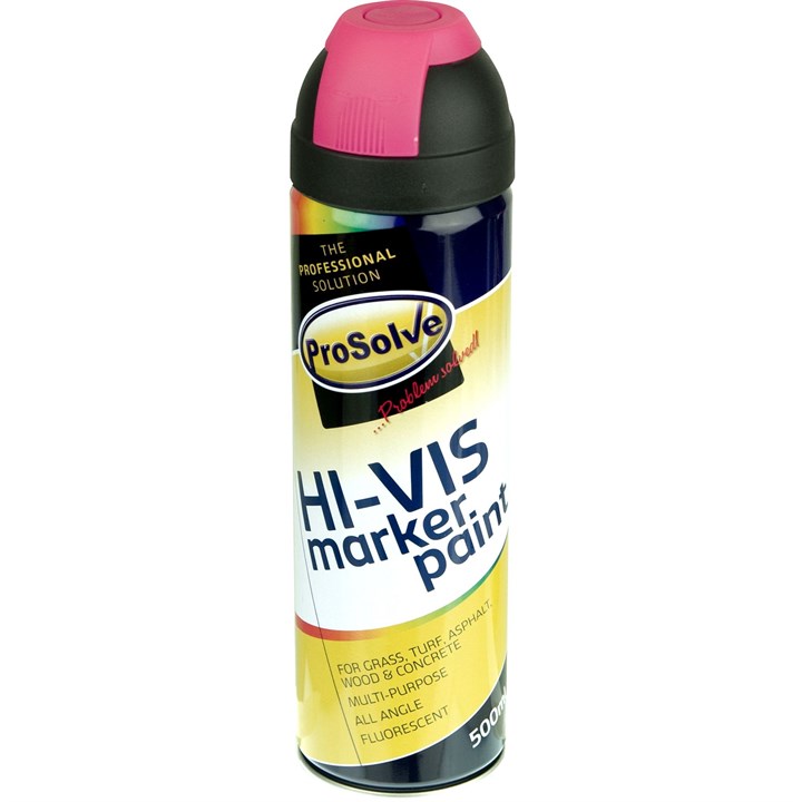 ProSolve HI-VIS Fluorescent (With Swivel Safety Cap) Paint Aerosol 500ml Flour. Pink