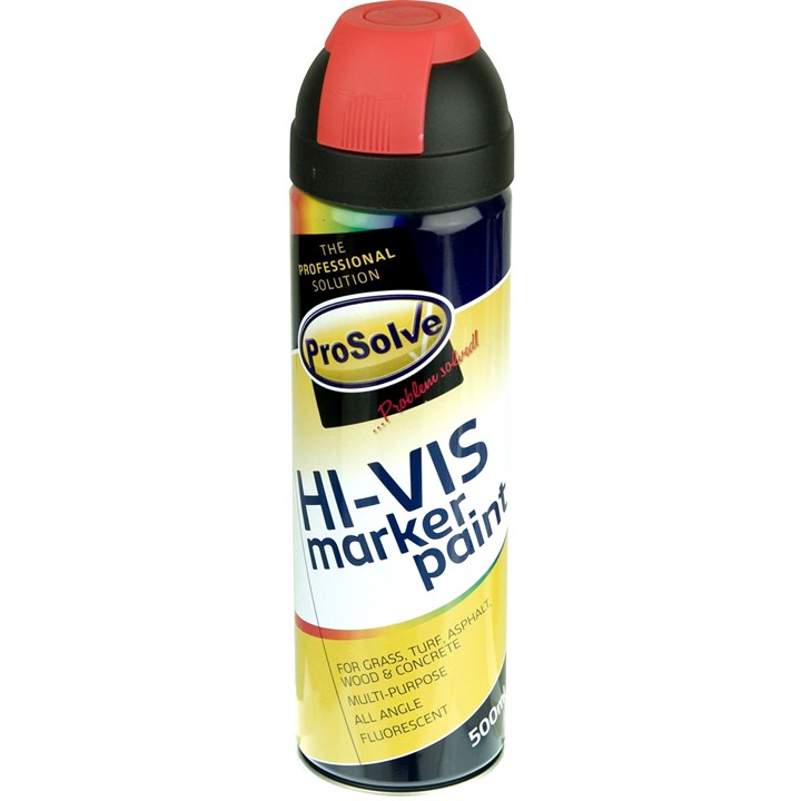 ProSolve HI-VIS Fluorescent (With Swivel Safety Cap) Paint Aerosol 500ml Flour. Red