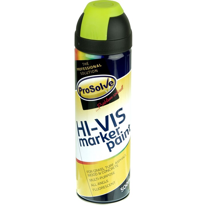 ProSolve HI-VIS Fluorescent (With Swivel Safety Cap) Paint Aerosol 500ml Fluor. Yellow