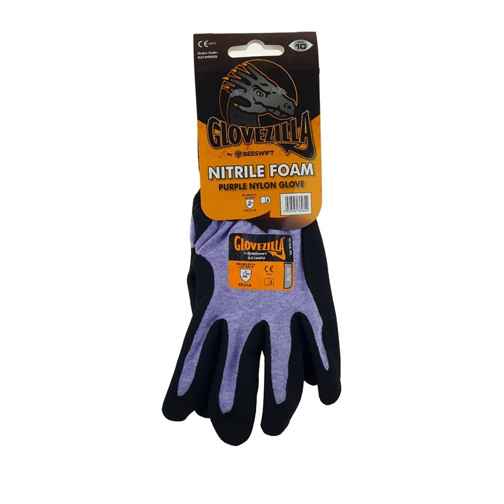 Nitrile Foam Gloves (Size 10) Purple