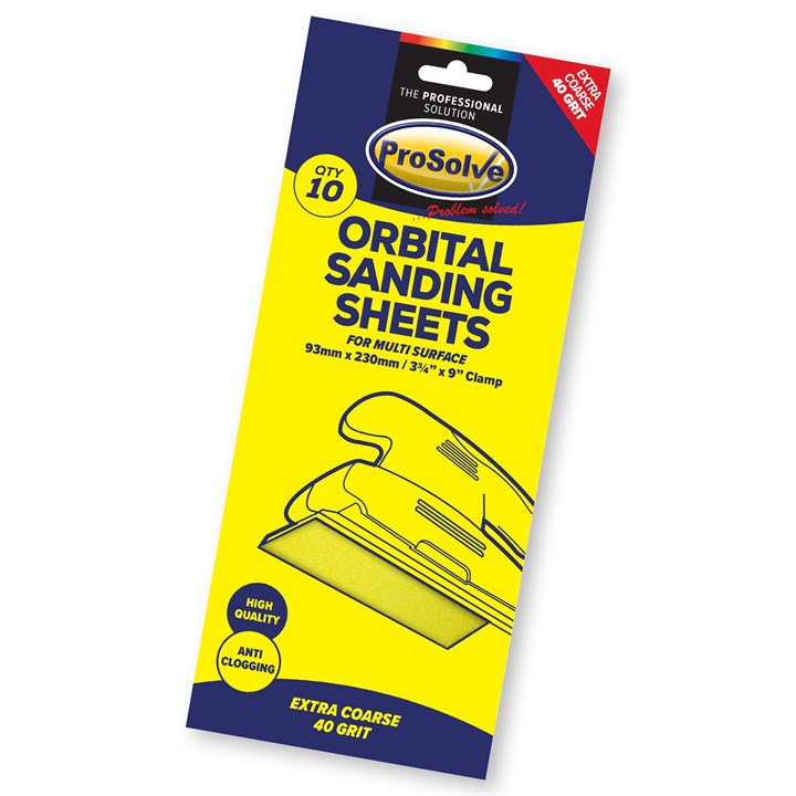 ProSolve Sanding Sheets Clamp 93 x 230mm 40 Grit (Pack of 10)