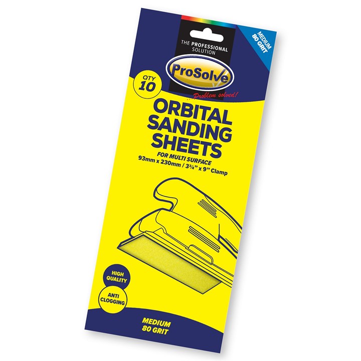 ProSolve Sanding Sheets Clamp 93x230mm 80 Grit (Pack of 10)