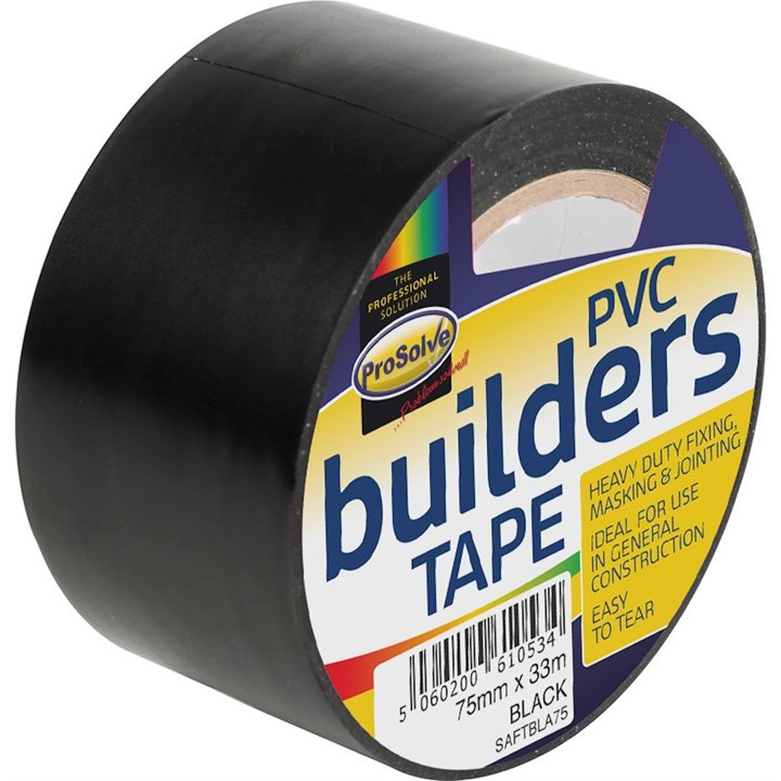 ProSolve PVC Builders Tape 75mm x 33m - Black