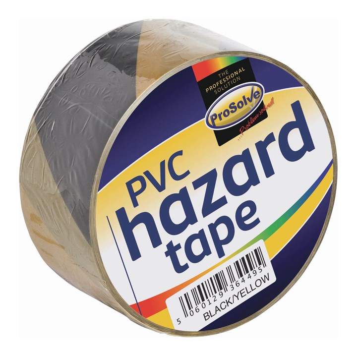 ProSolve PVC Self Adhesive Hazard Tape 50mm x 33m - Black/Yellow