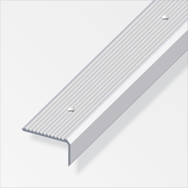 alfer Silver Aluminium Stair Profile 41 x 23mm x 1m